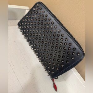 Authentic Christian Louboutin Spike Long Wallet Black & Silver